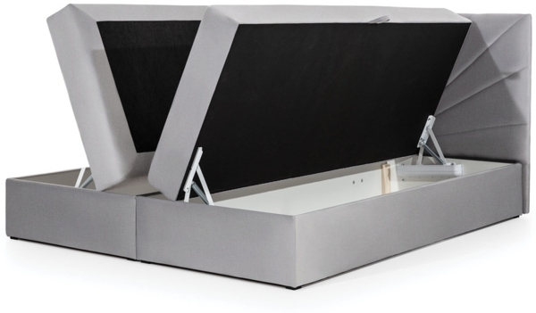 99rooms Lazzaro Boxspringbett Strukturstoff INARI Hellgrau 140x200 cm Bild 3