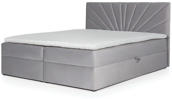 99rooms Lazzaro Boxspringbett Strukturstoff INARI Hellgrau 140x200 cm Bild 5