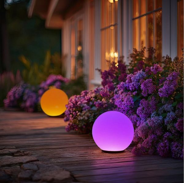 Green Blue GB167 Außensolarlampe Solarkugel Solarleuchte LED Leuchtkugel Garten Beleuchtung Verschiedene Leuchtfarben (Color, 30cm)
