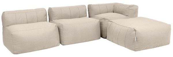 icon Gartenlounge-Set Modulares Outdoorsofa 4 Stück aus Olefin „Zen“, (Spar-Set, 1 x Ecksofa, 2 Sessel, 1 x Hocker), Schaumstoff Füllung, für Wohnzimmer, für den Außenbereich, wetterfest