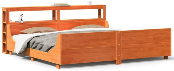 vidaXL Massivholzbett ohne Matratze Wachsbraun 200x200 Kiefernholz 3306449