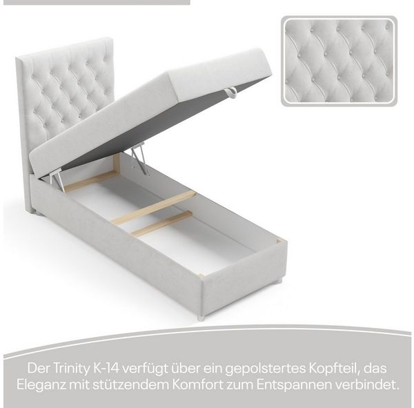 Best for Home Boxspringbett Trinity K-14 Boxspringbett mit Bettkasten & Bonnell-Federkern (Einzelbett, Polsterbett gepolstertes Kopfteil, Jugendbett, Kinderbett, 3-St, 70x200 80x200 90x200 100x200 cm), Handwerksqualität, TOP Preis-Leistungs-Verhältnis Bild 3