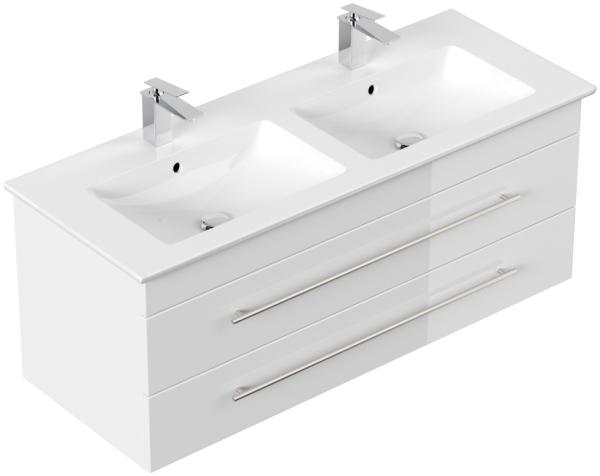 Badmöbel mit Villeroy & Boch Venticello Waschbecken 130 cm Doppel Weiss : Weiss hochglanz