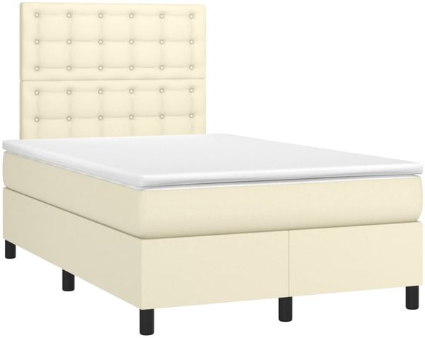 vidaXL Polsterbett mit Matratze & LED Creme 120x200 cm Kunstleder [3135935] Bild 3