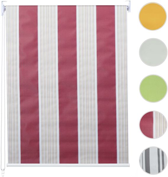 Rollo HWC-D52, Fensterrollo Seitenzugrollo Jalousie, 80x230cm Sonnenschutz Verdunkelung blickdicht ~ rot/weiß/beige Bild 6
