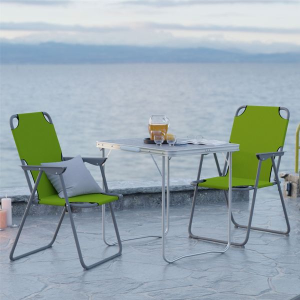 Campingset klappbar 3-tlg Campingstuhl Gartenstuhl Lime-Grün Koffertisch