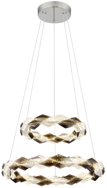 LED Hängelampe, Kristalle rauch klar, H 130 cm