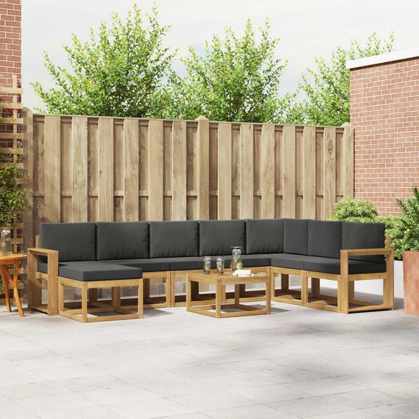 vidaXL Outdoor-Sofagarnitur mit Kissen 9 pcs Weiß und Anthrazit 3388091
