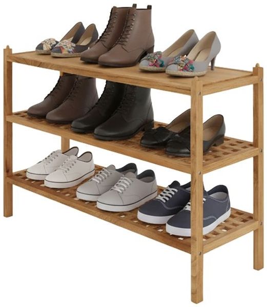 Relaxdays Schuhregal aus Walnuss mit 3 Ebenen