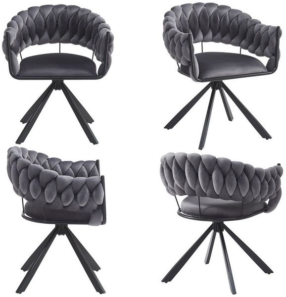 Flieks Esszimmerstuhl (Set, 4 St), 2er Set Polsterstühle Armlehnstühle Wohnzimmerstuhl Samt