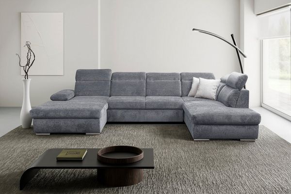 WERK2 Wohnlandschaft Cordoba inkl. Bett, Bettkasten & Kopfteilfunktion, Breite 359 cm, bequem, komfortable Wellenunterfederung, inkl. Schlaffunktion, U-Form
