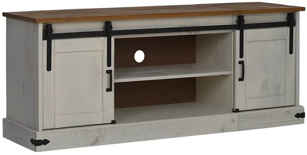 vidaXL TV-Schrank HALDEN 2 Schiebetüren Weiß 150x40x60 cm Massivholz 4018414