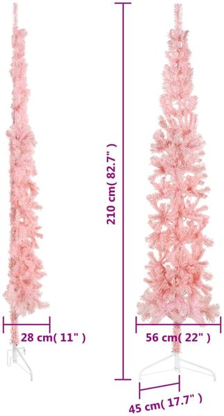 vidaXL Künstlicher Halb-Weihnachtsbaum mit Ständer Schlank Rosa 210 cm 344572 Bild 8