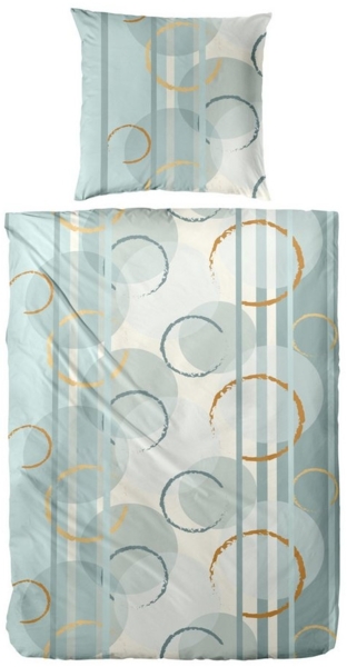 Westminster Feinbiber Bettwäsche 135x200 Kreise Ringe Streifen mint grau 172168-55