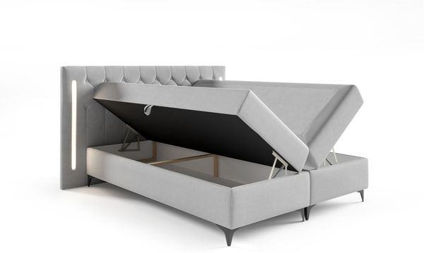 Boxspringbett Schlafzimmerbett ELODIE 200x220cm Blau inkl. Ambiente-LED Bild 2