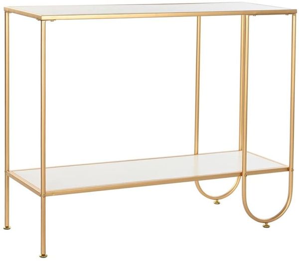 DKD Home Decor Konsole der Marke, Weiß und Gold, aus Metall und MDF (100 x 35 x 81 cm)
