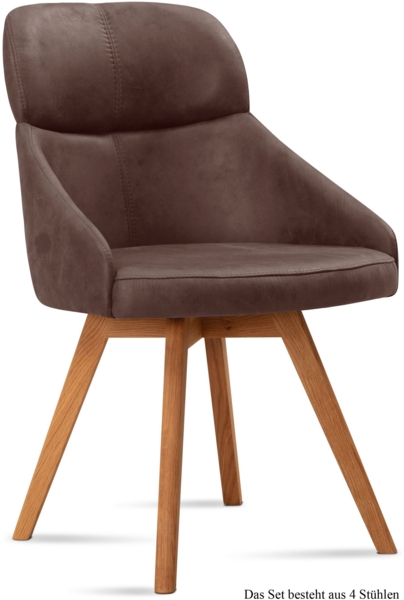 Esszimmerstuhl (4er-Set) Donna 52x82x63 Eiche geölt/Braun