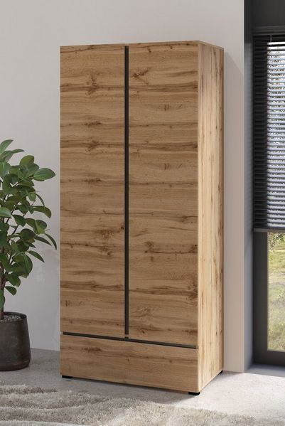 INOSIGN Drehtürenschrank Cross, moderner griffloser Kleiderschrank Wäscheschrank mit Schublade, Garderobe, Türen