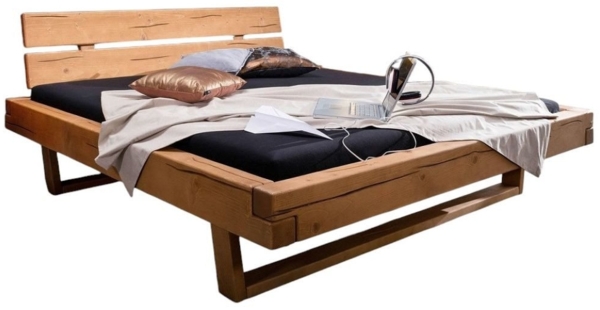 Balkenbett 'Jeanette' 140x200cm Fichte massiv gebeizt