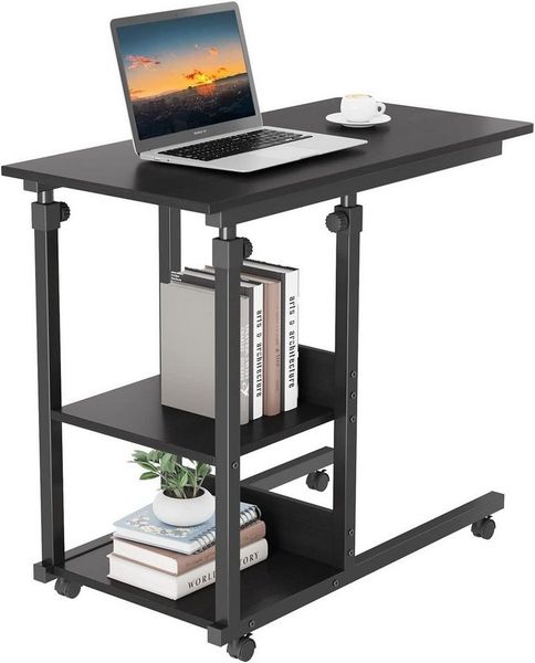 Dripex Beistelltisch Schreibtisch mit Rollen Computertisch Höhenverstellbar Laptoptisch