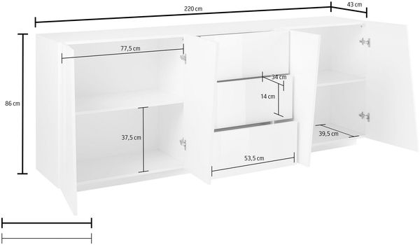 Sideboard >Viterbo< in Schiefer Nachbildung - 220x86x43cm (BxHxT) Bild 4