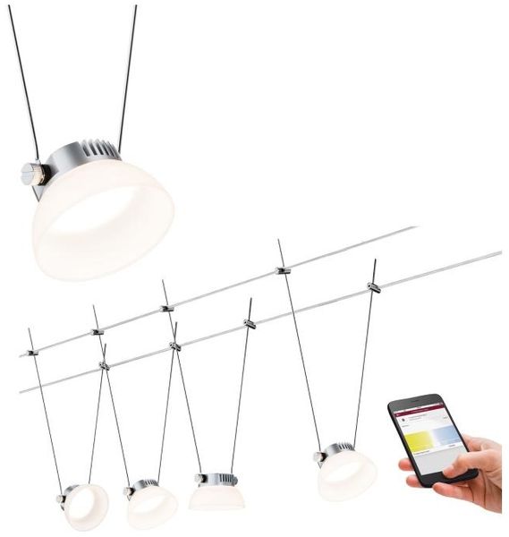Paulmann LED Seilsystem Smart Home Bluetooth IceLED Basisset dimmbar 230/12V Chrom matt#Weiß #50016
