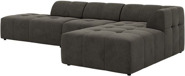 Modulares Ecksofa GRIDA 3M L Wohnlandschaft, Wellenfedern, gesteppte Sitzfläche, Wohnzimmer Sofa L-form - Dunkelgrau Velvet - Rechts Bild 7