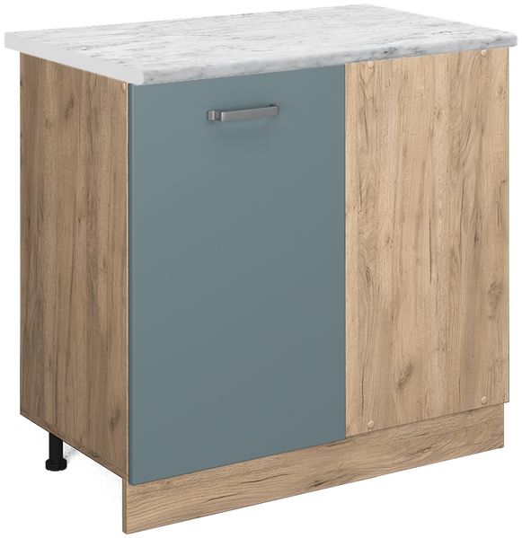 Eckunterschrank R-Line Blau-Grau 86 cm AP Marmor Vicco