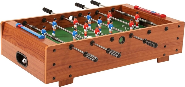 Bandito Mini-Tischkicker Mini-Kicker mit Teleskopstangen Tischaufleger, braun 94 x 51 x 23 cm, Tischkicker Kickertisch