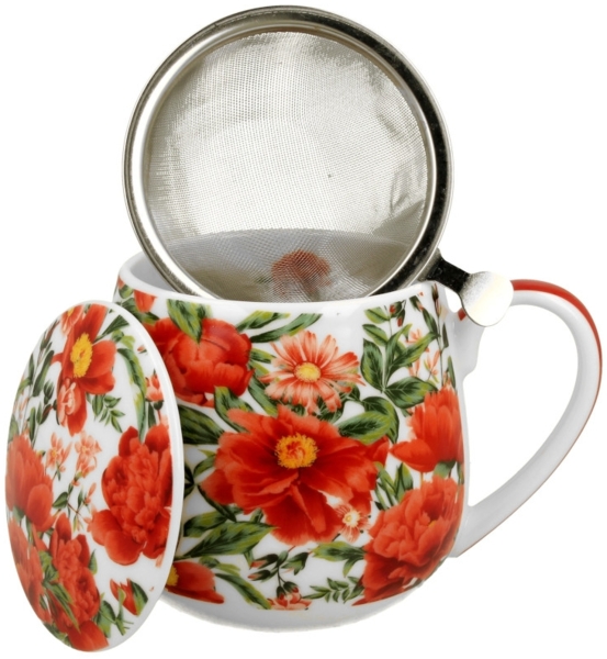 DUO FLORAL Fassbecher 430 ml FELICITY mit Teesieb, New Bone China Porzellan Bild 3