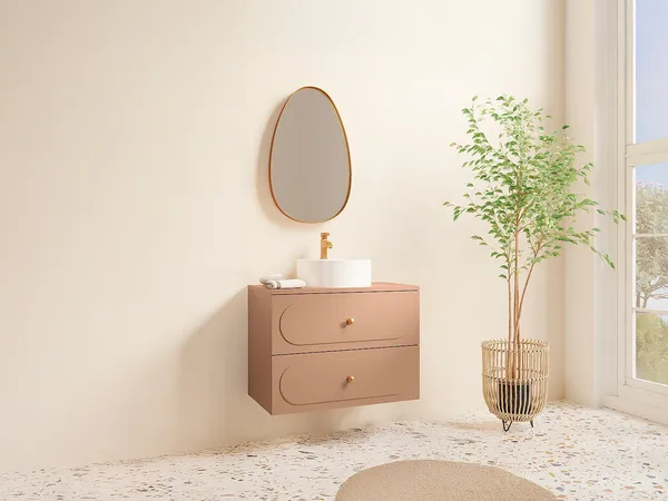 Vente-unique - SATOBAL Waschbeckenmöbel Holz, Platte Puderrosa - B 46 cm x H 60 cm x L 80 cm