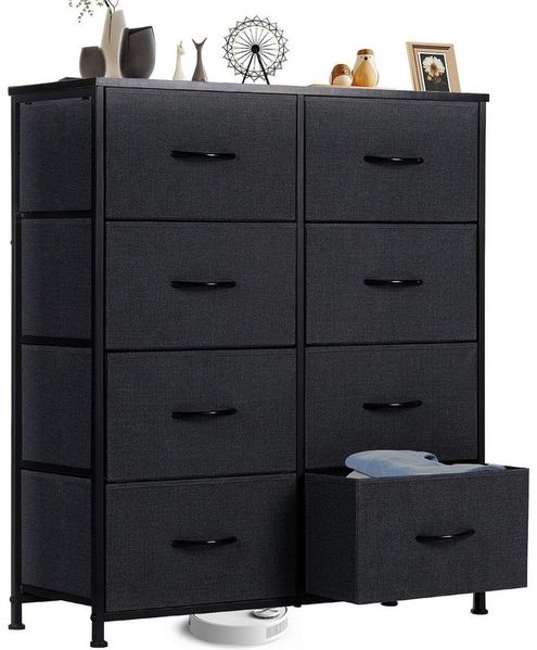 IDEASY Schubkastenkommode Kommode mit 8 Schubladen, Schlafzimmer Stoffkommode Kleiderorganizer (93×80×30cm), Wasserdichter, rutschfester Aufbewahrungsschrank mit Metallrahmen