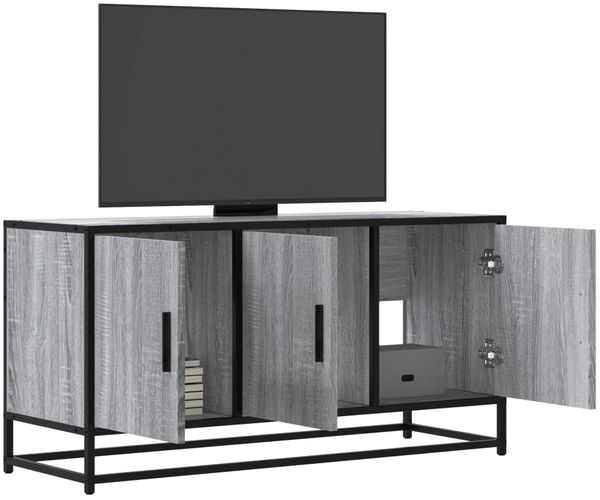 vidaXL TV-Schrank Grau Sonoma 100x35x50 cm Holzwerkstoff und Metall 848832