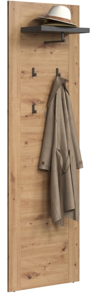 Garderobenpaneel Follow in Eiche Artisan und grau 62 x 199 cm
