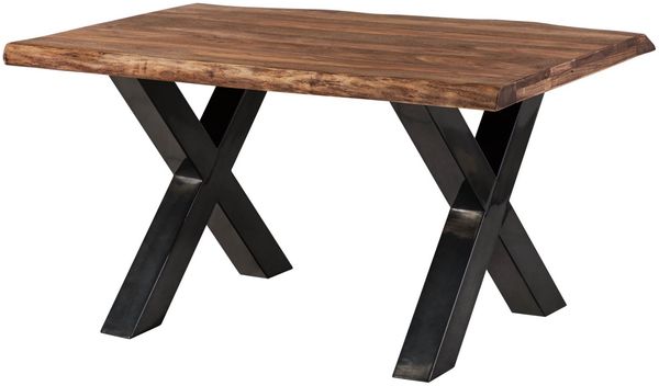 Baumtisch Sheesham 140x90x77 grau gebeizt / X-Beine anthrazit glänzend FREEFORM 5 Bild 10