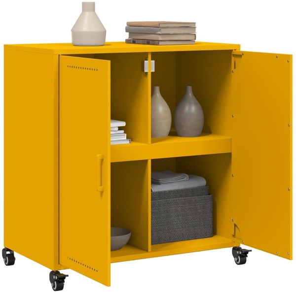 vidaXL Sideboard Senfgelb 68x39x72 cm Stahl 846659 Bild 5