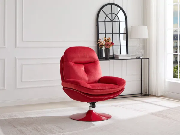 Vente-unique - ILMACA Sessel Samt Rot - B 90 cm x H 99 cm x L 78 cm