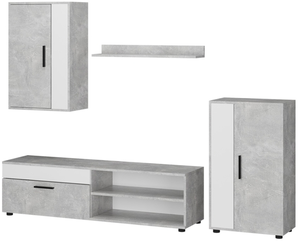 Wohnwand Berno Beton 4er Set Vicco