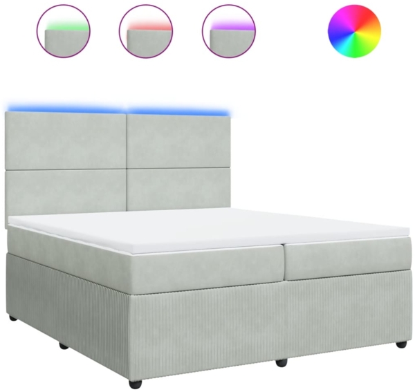 vidaXL Boxspringbett mit Matratze Hellgrau 200x200 cm Samt 3294724