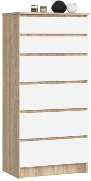 Raumhirsch Furniture Kommode mit 6 Schubladen 60 cm breit Holz Schrank, (viele Farbvarianten - Maße: 130 x 60 x 40 cm) - Hochwertig & stabil