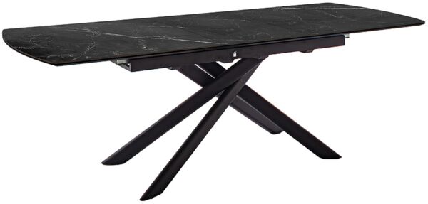 Kulissen-Esstisch >VANINO< ausziehbar 230cm, schwarz marmoriert, Keramik - 180/230x76x90cm BxHxT