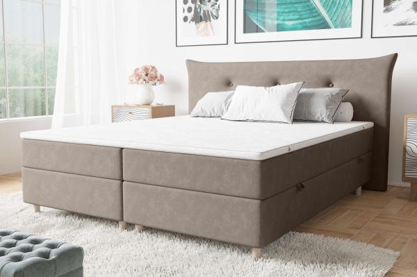 99rooms Artemis Boxspringbett 160x200 cm Velours SORO Beige Bonell-Federung