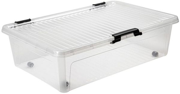 Scharnierboxen 24L 60x40x17cm Transparent Deckel Aufbewahrung Spielzeugkiste