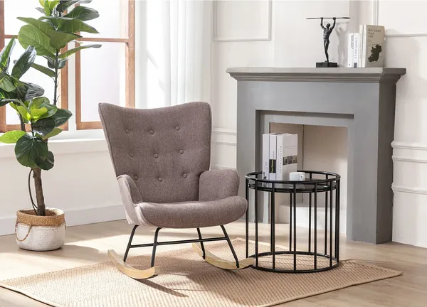 Vente-unique - ELMINA Sessel Stoff Schokoladenbraun - B 68 cm x H 91 cm x L 86 cm