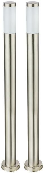 2x Stehleuchte, Edelstahl, silber, H 110 cm