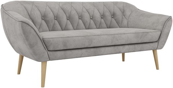 Sofa, Wohnzimmersofa PIRS 3, Skandinavisches Sofa 3-Sitzer, Sofa mit Wellenfederung, Buche Füße, Breite 180 cm Hoher Sitzkomfort - Hellgrau Velvet Bild 6