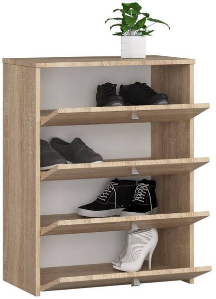 Raumhirsch Furniture Schuhschrank aus Eiche-Dekor - Platz für 18 Paar Schuhe - Schuhschrank Elegante Schuhkommode mit 4 Türen, pflegeleicht & kratzfest