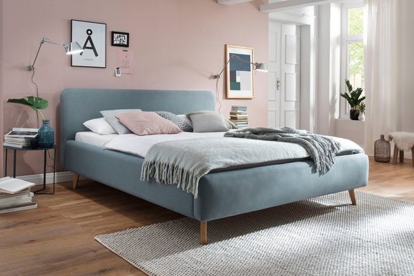 Meise Möbel Polsterbett 'Mattis' - 160x200 cm, Stoff eisblau