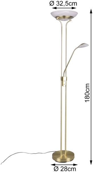 LED-Standleuchte, ORSON, LED/27W und LED/4,5W, 3000K messing Bild 4