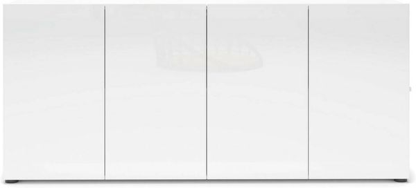 Dmora Kommode Amacord, Wohnzimmerbuffet, Wohnzimmer-Sideboard, Moderne Küchen-Speisekammer, Made in Italy, 180x38h79 cm, Glänzendes Weiß Bild 5
